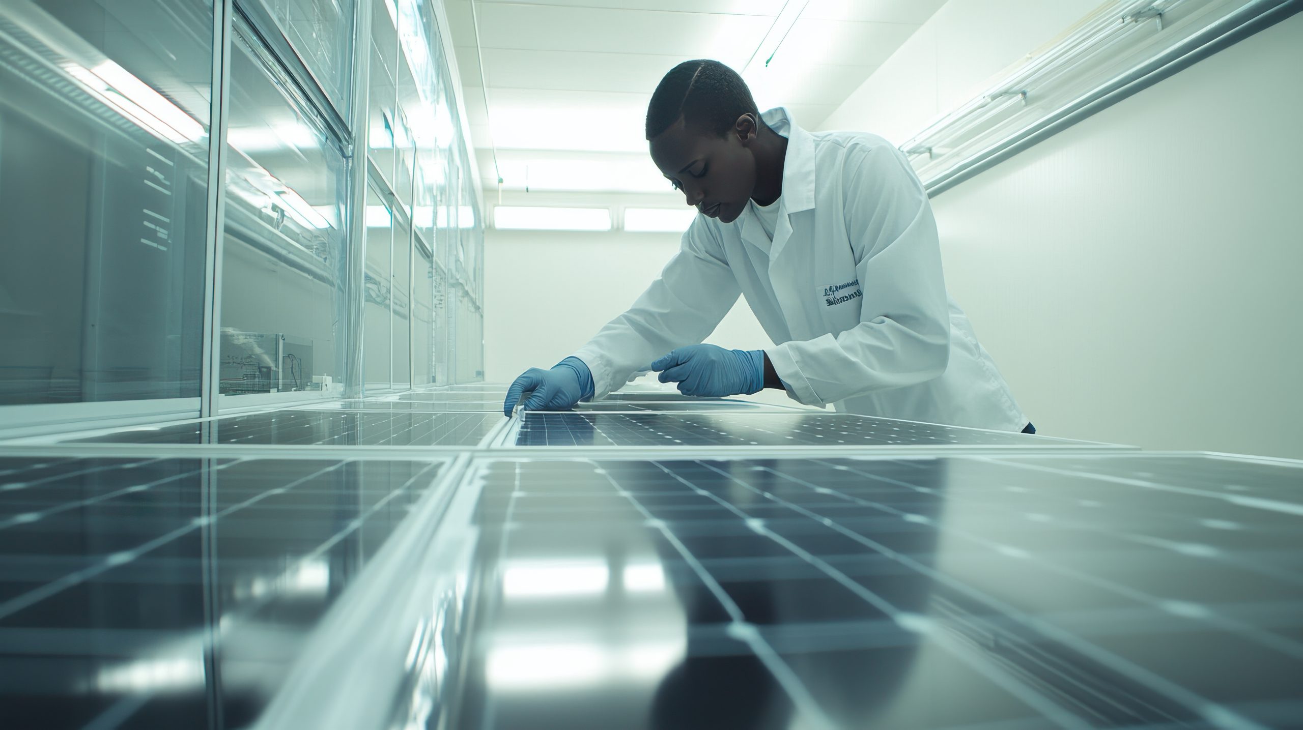 Services 6 Solar power research facility with scientists conducting experiments on photovoltaic cells